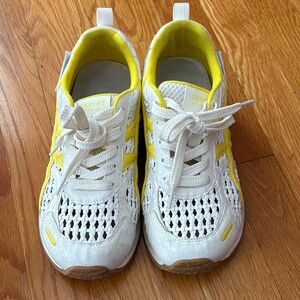 Women's White and Yellow Sneakers